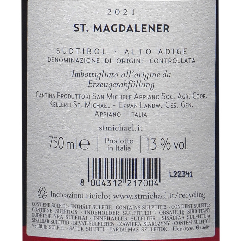 ST. MICHAEL EPPAN SANTA MADDALENA / ST. MAGDALENER (2021) Verona Wines
